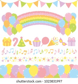 Set of birthday and celebration party elements.