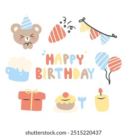 Set of Birthday cute Element