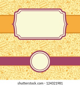 Conjunto de cumpleaños doodle sin patrón de fondo y marcos