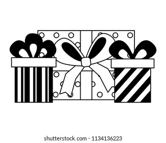 set of birthday gift boxes wrapped ribbon