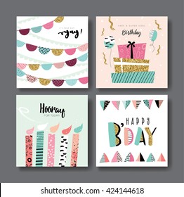 Set of birthday greeting cards