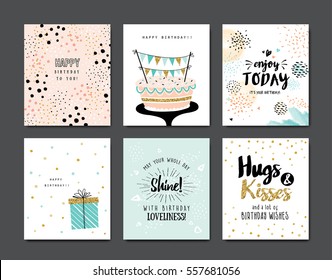 Set Of Birthday Greeting Cards