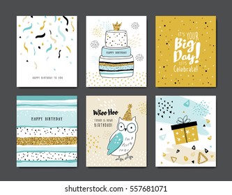 Set of birthday greeting cards