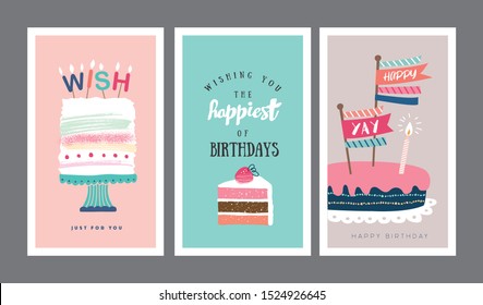 Set of birthday greeting cards design	