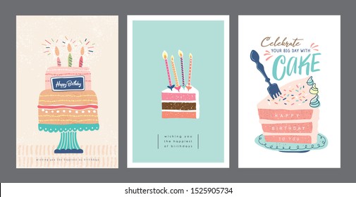 Set of birthday greeting cards design	