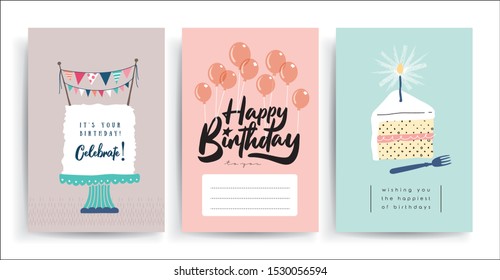 Set of birthday greeting cards design	