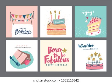 Set of birthday greeting cards design