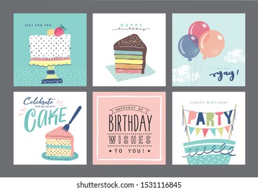 Set of birthday greeting cards design