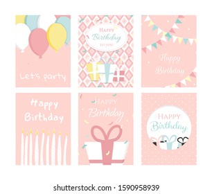 Set of birthday greeting cards design