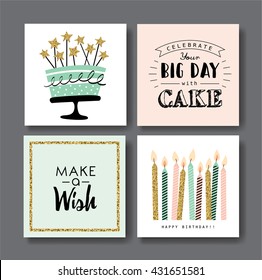 Set of birthday greeting cards design