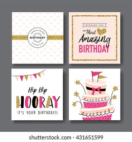 Set of birthday greeting cards design