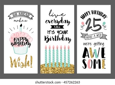 Set of birthday greeting cards design