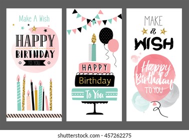 Set of birthday greeting cards design