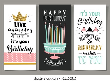 Set of birthday greeting cards design