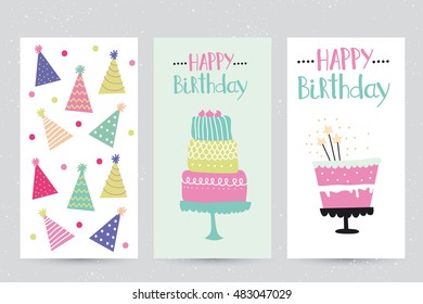 Set of birthday greeting cards design