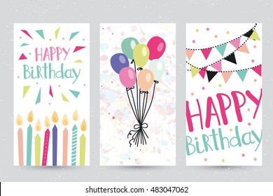 Set of birthday greeting cards design