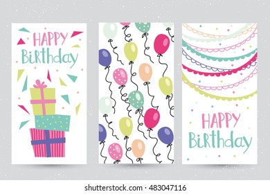 Set of birthday greeting cards design