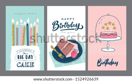 Set of birthday greeting cards design	