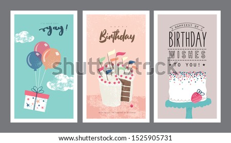 Set of birthday greeting cards design	