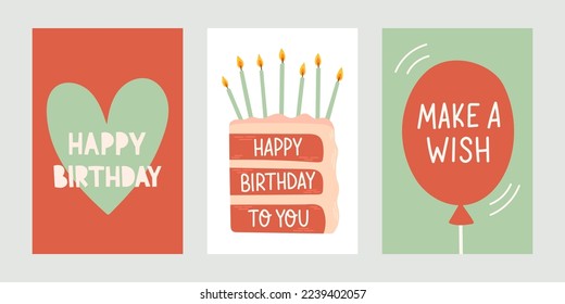 Set of birthday greeting cards vector design eps10