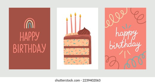 Set of birthday greeting cards vector design eps10