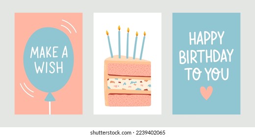 Set of birthday greeting cards vector design eps10