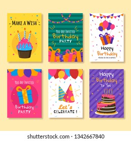 Set of birthday greeting and invitation cards. Vol.9