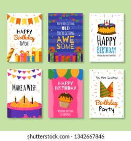 Set of birthday greeting and invitation cards. Vol.10