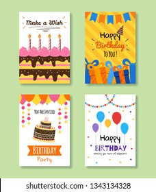 Set of birthday greeting and invitation cards. Vol.12