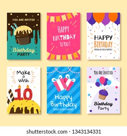 Set of birthday greeting and invitation cards. Vol.11