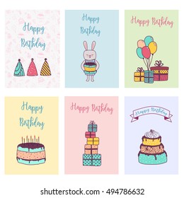 Set of birthday and holiday cards. vector illustration