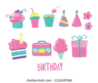 Set of birthday icon/ funny party