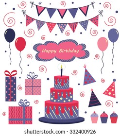 Set of birthday icons