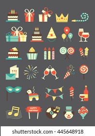 A set of birthday icons