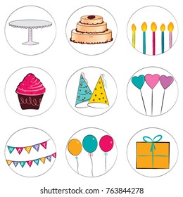 A set of birthday icons