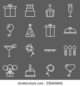 Set of birthday icons. Vector.