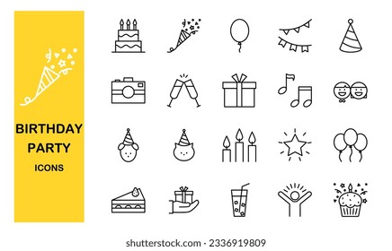 Set of birthday icons, vector illustration