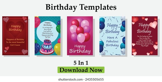 Set Of Birthday Invitation Card - Birthday Cards For Your Kids, Girlfriend 