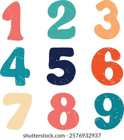 Set of birthday numbers grunge style. For postcards, flyers, and other designs. 