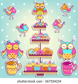 Set for a birthday on a white background