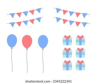 Set of birthday party design elements.