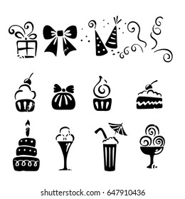 Set of birthday party design vector illustration