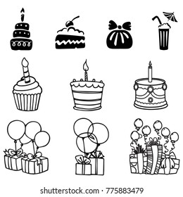 Set of birthday party design vector illustration