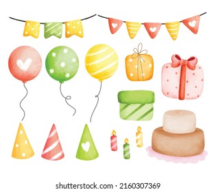 Set of birthday party elements