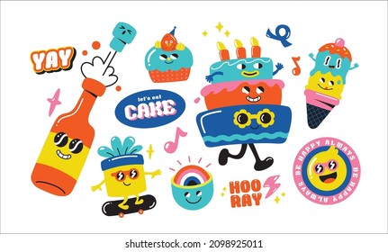 Funny Stickers Vector Art & Graphics