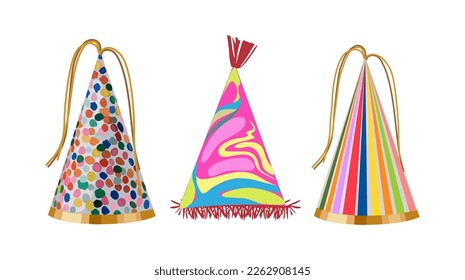Set of Birthday party hats vector isolated.
