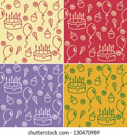 set of birthday seamless patterns