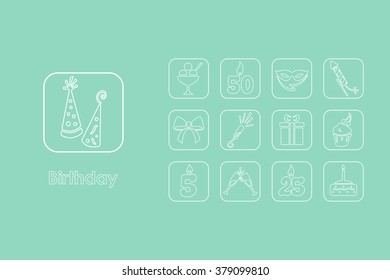 Set of birthday simple icons
