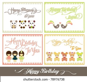 set of birthday typography card