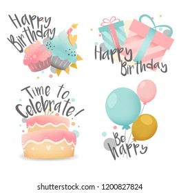 Set of birthday wishes design vector